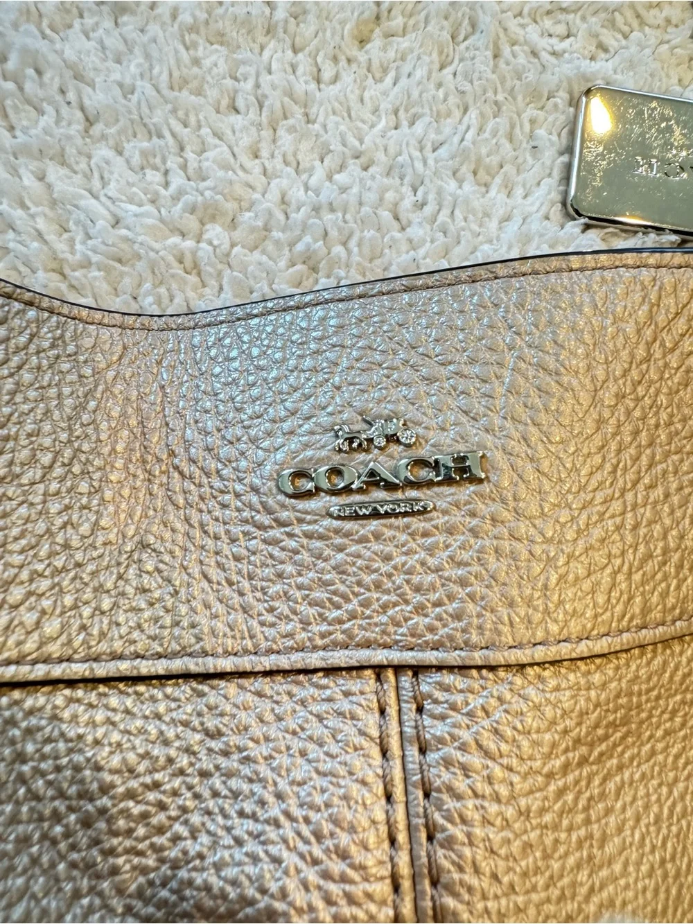 Coach Metallic Rose Gold Leather Lexy Chain-Handle Shoulder Bag